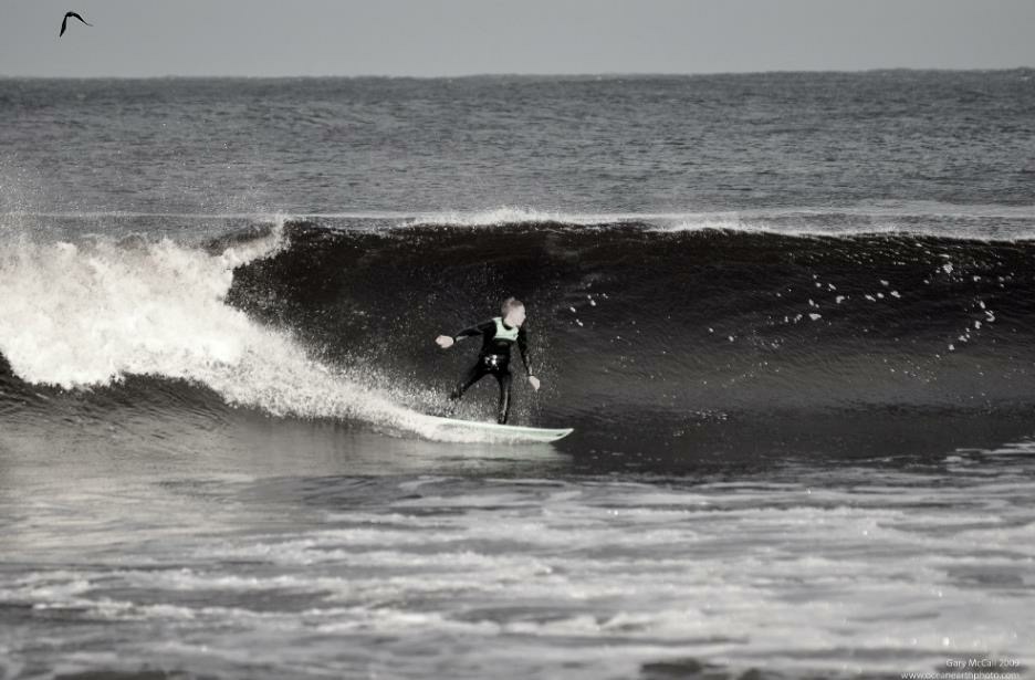 Gareth Boyd surfing in North Ireland's north coast.